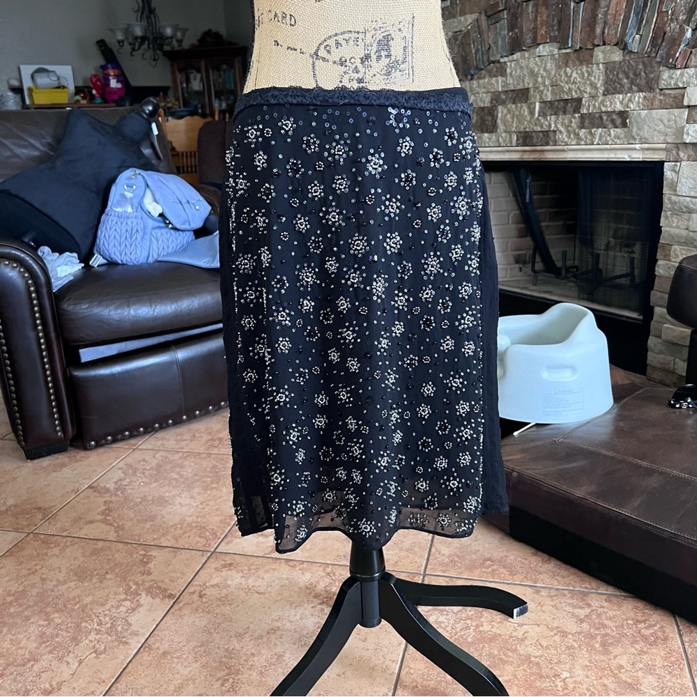 Zara Black and White Floral Midi Skirt